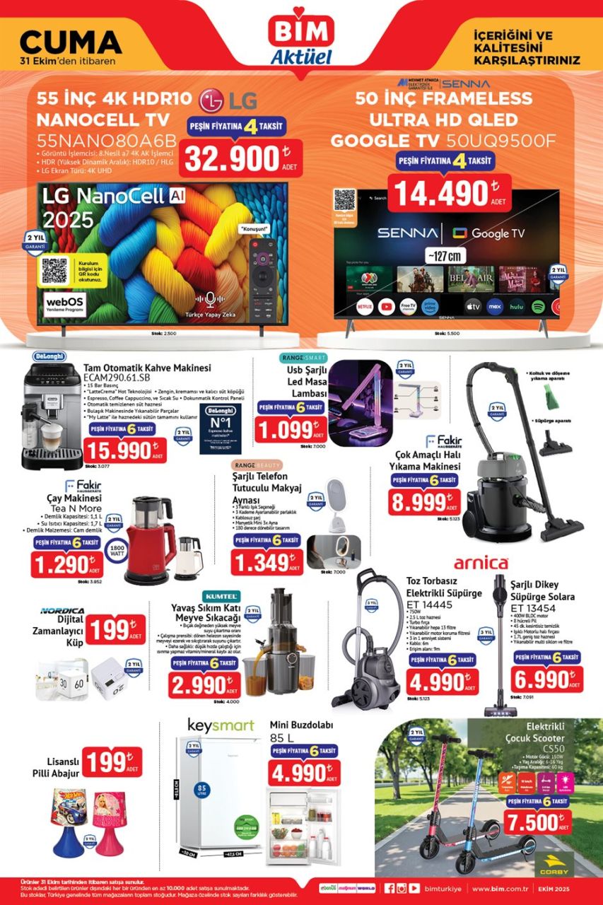 BİM 31 Ekim Cuma Aktüel Kataloğu yayınlandı