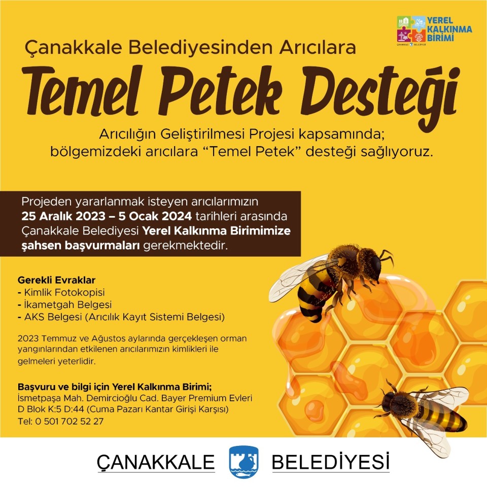 Çanakkale Belediyesi, Arıcılık Sektörüne Destek Oluyor