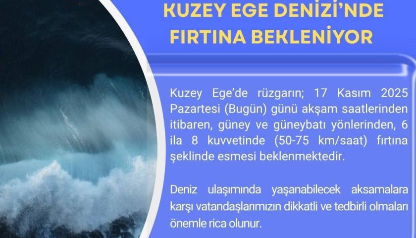 Çanakkale Valiliğinden fırtına uyarısı!