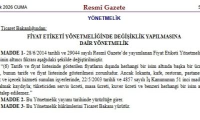 Ek ücret uygulamasına son: Menü dışı ücretler yasaklandı