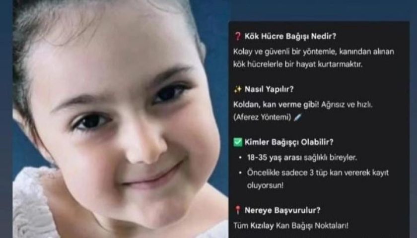 8 Yaşındaki Esila Sare İçin Kök Hücre Donörü Çağrısı