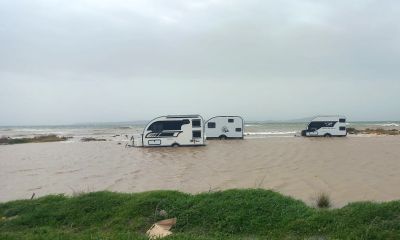 Ezine’de karavanlar su altında kaldı