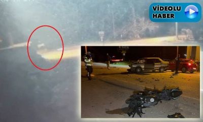 Umurbey’de Otomobil ile Motosiklet Çarpıştı: Kaza Anı Kamerada