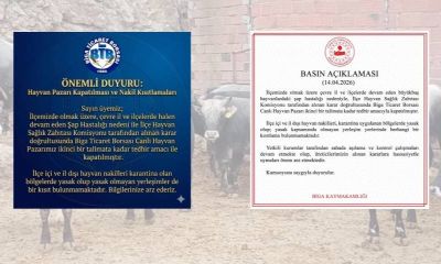 Biga Ticaret Borsası Canlı Hayvan Pazarı tedbir amacıyla kapatıldı