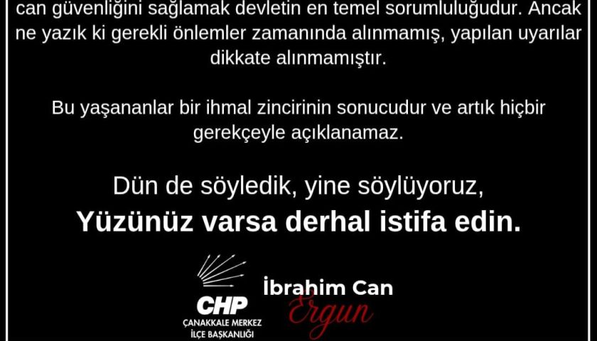 Ergun “Yüzünüz varsa derhal istifa edin”