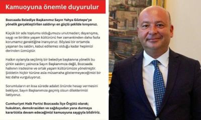 CHP Bozcaada'dan Başkan Göztepe'ye yapılan saldırıya kınama