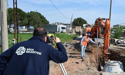 Biga Esentepe'de ana kolektör hattı yapımına başlandı