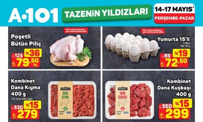 A101’de 14-17 Mayıs Aktüel Kataloğunda Et, Tavuk ve Taze Meyve Şöleni!