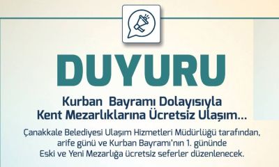 Çanakkale'de Bayramda Mezarlıklara Ücretsiz Ulaşım Desteği