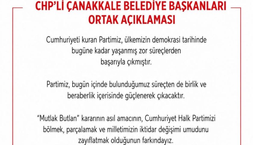 Çanakkale'deki CHP'li belediye başkanlarından Özel'e destek açıklaması