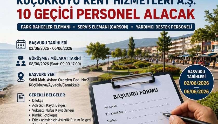 Küçükkuyu Kent Hizmetleri A.Ş. 10 Geçici Personel Alacak