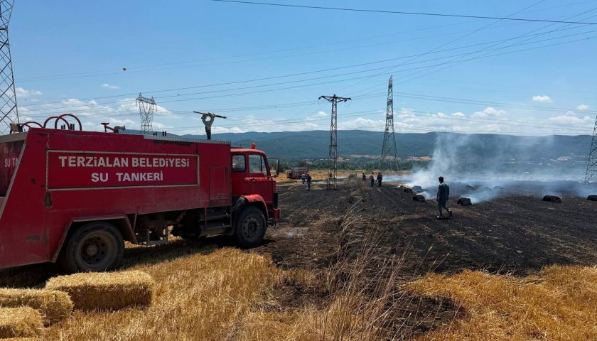 Çan'da tarım arazisinde çıkan yangın söndürüldü
