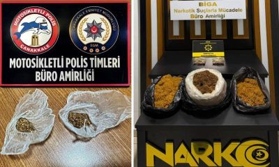 Çanakkale'deki emniyet uygulamalarında 2 kilo 369 gr uyuşturucu ele geçirildi