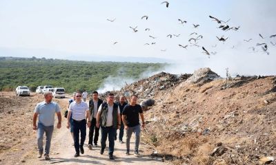 Yeniçiftlik çöp toplama alanında yangın! Kaymakam Kayabaşı çalışmaları yerinde denetledi
