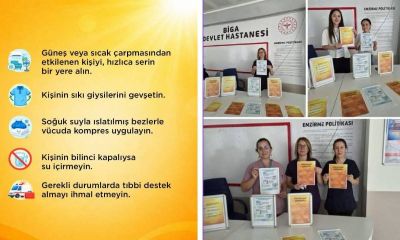 Biga Devlet Hastanesi'nde aşırı sıcaklara karşı bilgilendirme standı açıldı