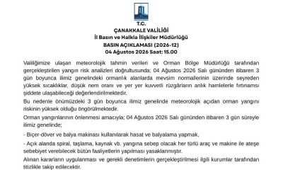Çanakkale Valiliği 3 günlük kısıtlama kararını duyurdu