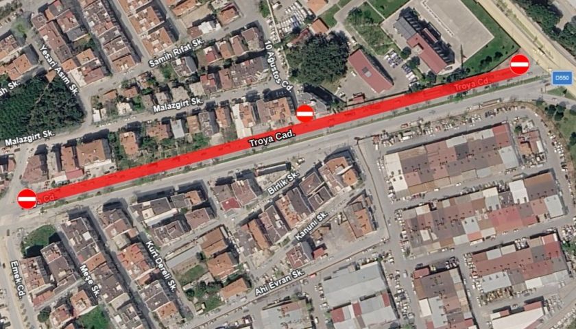 Troya Caddesi’nde Yol Çalışması: Bu Tarihlerde Trafiğe Kapalı Olacak
