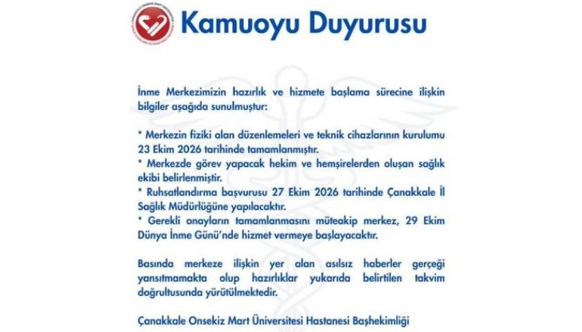ÇOMÜ Hastanesi'nden İnme Merkezi Açıklaması: Hazırlıklar Tamamlandı, Tarih Verildi
