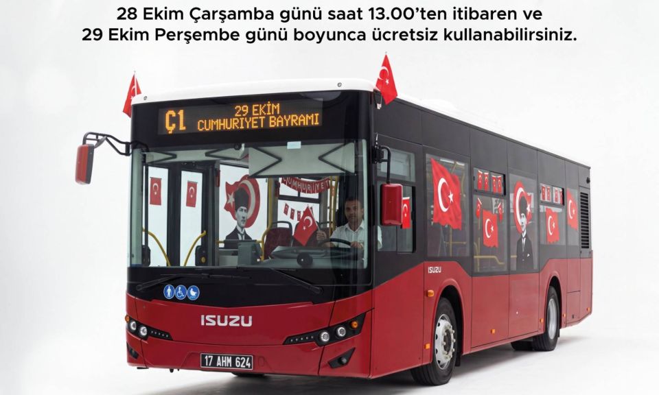 Çanakkale'de belediye otobüsleri Cumhuriyet Bayramı süresince ücretsiz olacak