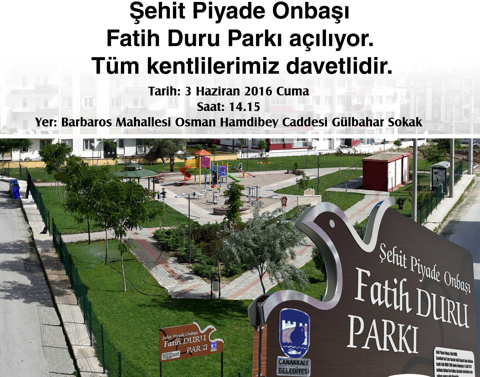 Fatih Duru'nun ismi parkta yaşayacak